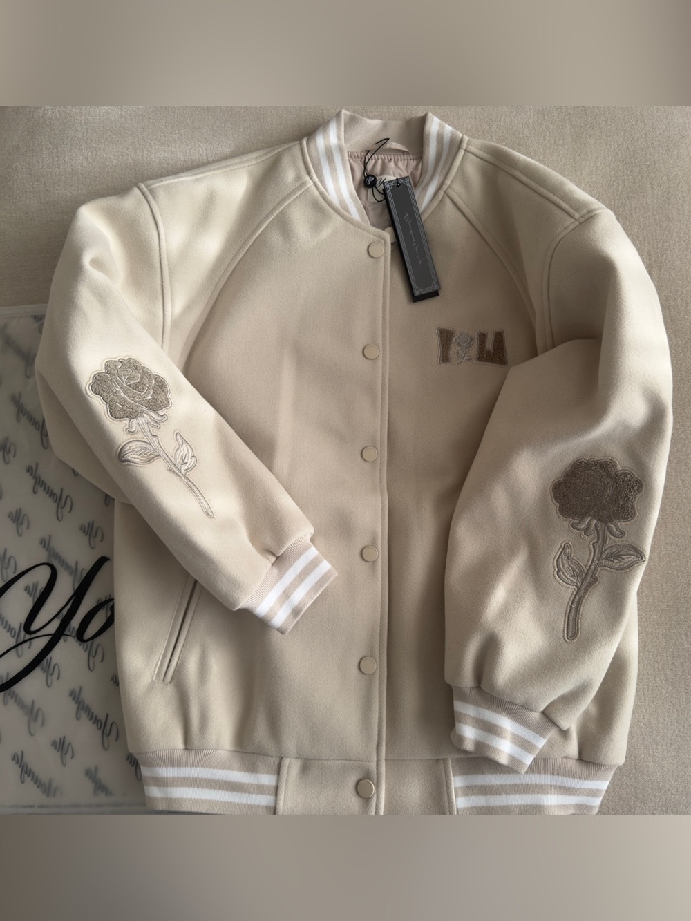 YoungLA Cream Varsity Jacket S